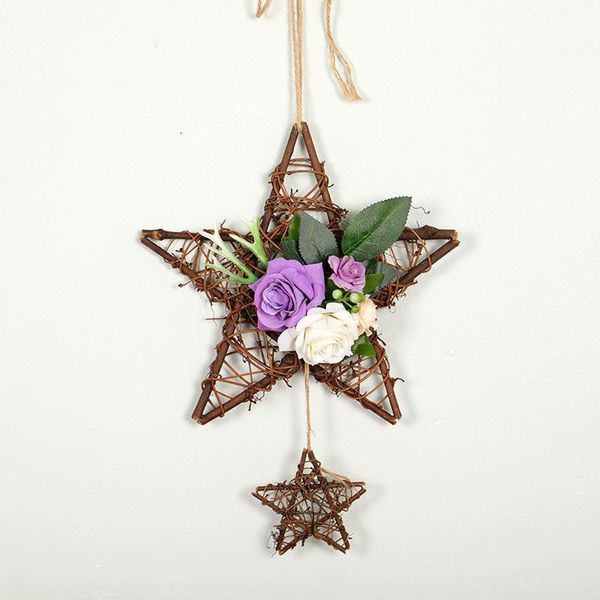 

decorative flowers & wreaths rattan christmas door hanging decoration pentagram-shaped tree ornaments party home farnhouse decor