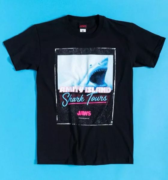 

official black amity island shark tours jaws t-shirt, White;black