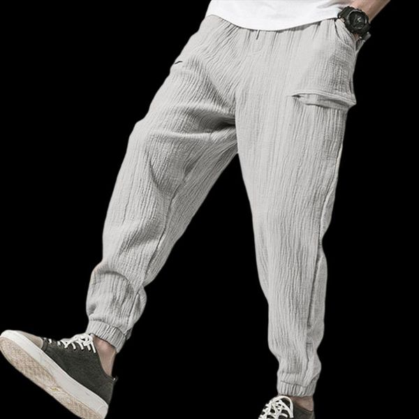 

men's pants spring autumn men harem long cotton jogger with pocket elastic waist trousers male streetwear plus size slim casual pant, Black