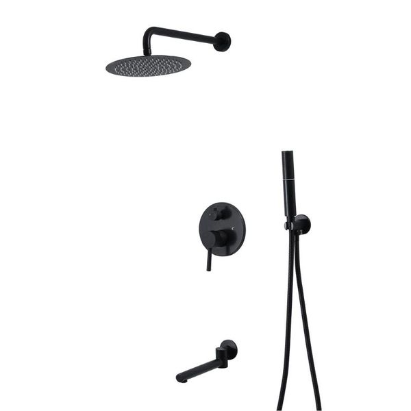 

bathroom shower sets matte black faucet rainfall 4 functions bathtub rain round head waterfall set