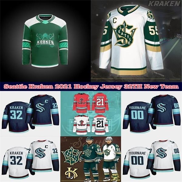 

52seattle kraken 2021 ice hockey jersey 32nd new team men women youth road customize any nunber any name 100% sewn shirt, Black