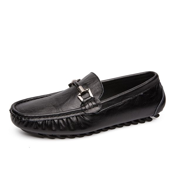 

dress shoes man peas genuine casual leather shoes soft-slip light driving *883 5dow, Black