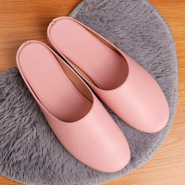 

slippers women's genuiner leather indoor for all seasons sheepskin soft comfortable household anti-slip mute home shoes, Black