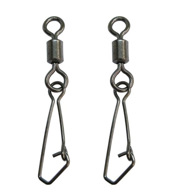 

500/1000pcs fishing swivels rolling swivel with hooked snap pesca stainless steel connector carp hook link hooks