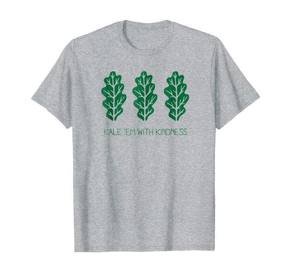 

kale 'em with kindness cute funny vegetable joke pun t-shirt, White;black