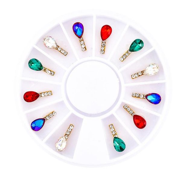 

nail art decorations 27rc 12pcs 3d luxury clear shining alloy charming fashion diy teardrop shape works accessories, Silver;gold