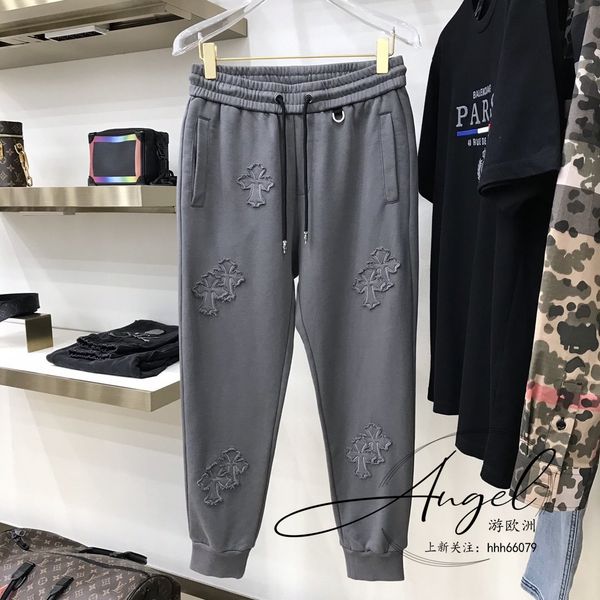 

elastic / 21 new crosin comfortable chromehearts casual pants, fashionable personality, hsome and versatile, Black