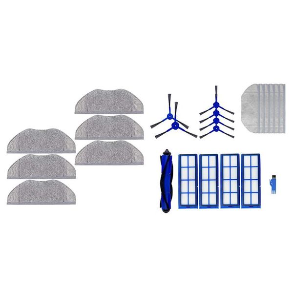 

vacuum cleaners 6pcs mop cloths pads kit for eufy robovac l70 & 1set sweeping robot cleaner main brush side