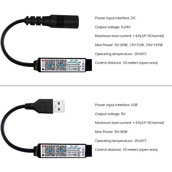 

controllers dc5-24v led strip light controller smart app bluetooth-compatible music control for rgb cob tape lights dimmer adjust brightness