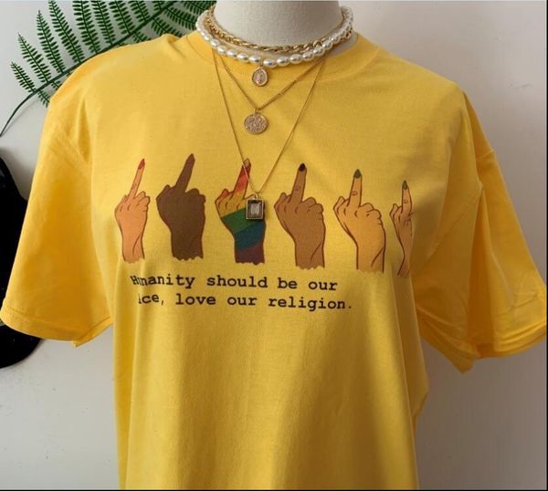 

womens t shirts sunfiz hjn humanity should be our race,love religion feminist shirt women fist girl power tees human rights, White
