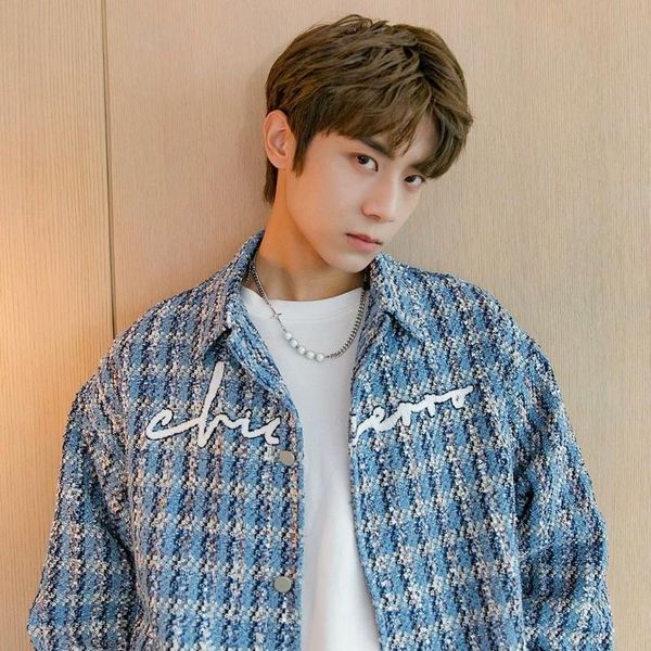 

men's jackets literary lapel plaid embroidered loose jacket long sleeve and women's autumn winter trends, Black;brown