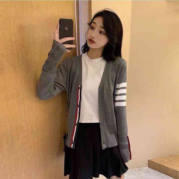 

women's sweaters spring autumn tb men's and women's knitted cardigan korean version with college style couple's loose sw, White;black