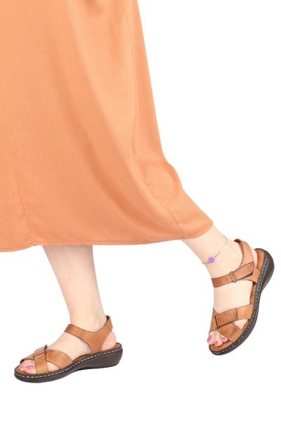 

sandals women's genuine leather tan anatomical massaging based sofy, Black