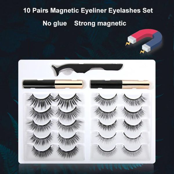 

pairs 3d magnetic eyelashes set with eyeliner 20 pcs reusable waterproof sweatproof false lashes eye makeup tools