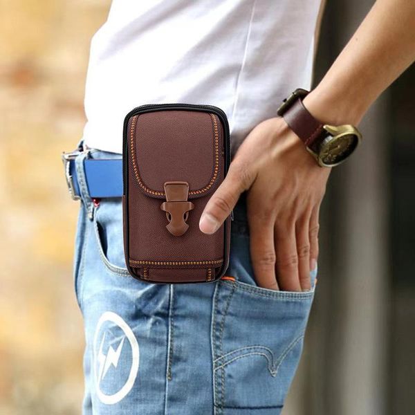 

waist bags pu leather mobile phone bag coin purse portable packs man belt holder fanny pack multifunctional universal