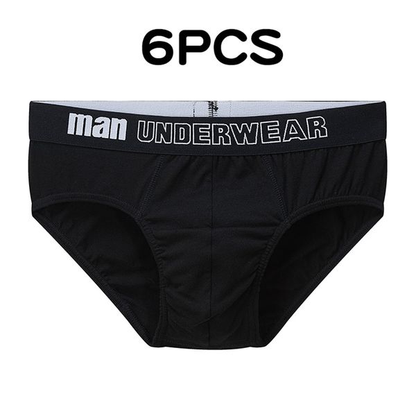 

6pcs/lot comfortable solid color underpants cotton mens briefs men underwear panties men's breathable panties waist pants 210730, Black;white
