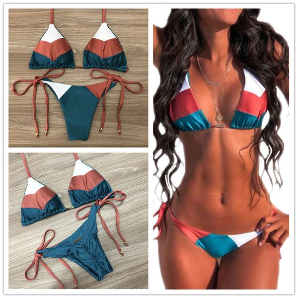 

womens 2021bikini set split swimsuit stitched bikini, White;black