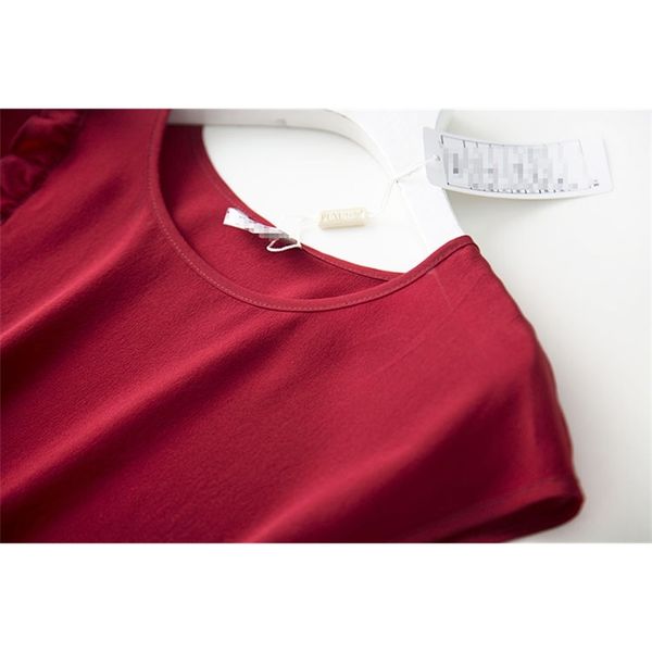 

t shirts ruffled women's 2021 fashion burgundy sweet fungus collar silk sleeveless shirt, White