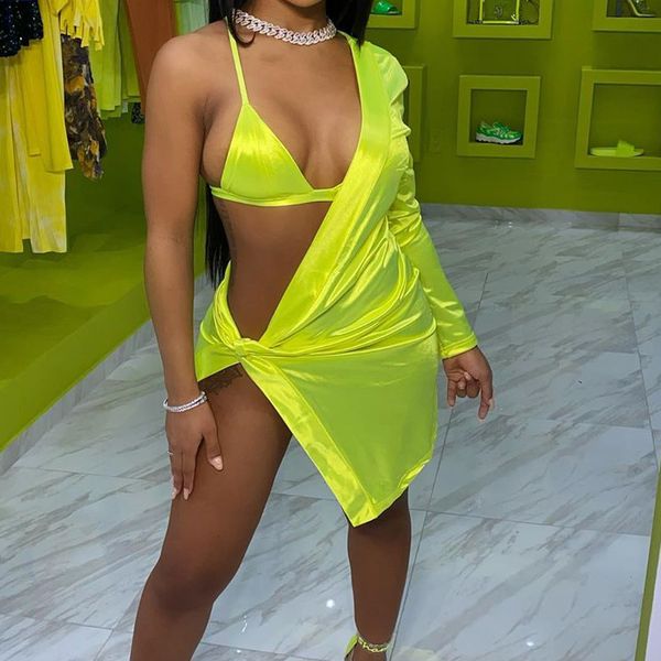 

2021 one-shoulder irregular dress two-piece women's suit hg, Black;gray