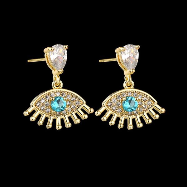 

925 silver needle eye stud aaa zirconium drill micro inlaid earrings, Black