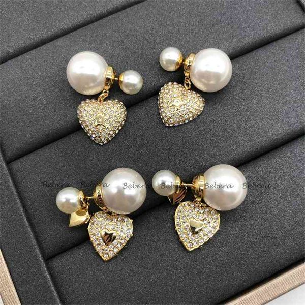 

75% off outlet online family new net red heart shape full drill small fragrance size pearl symmetrical earrings female, Golden