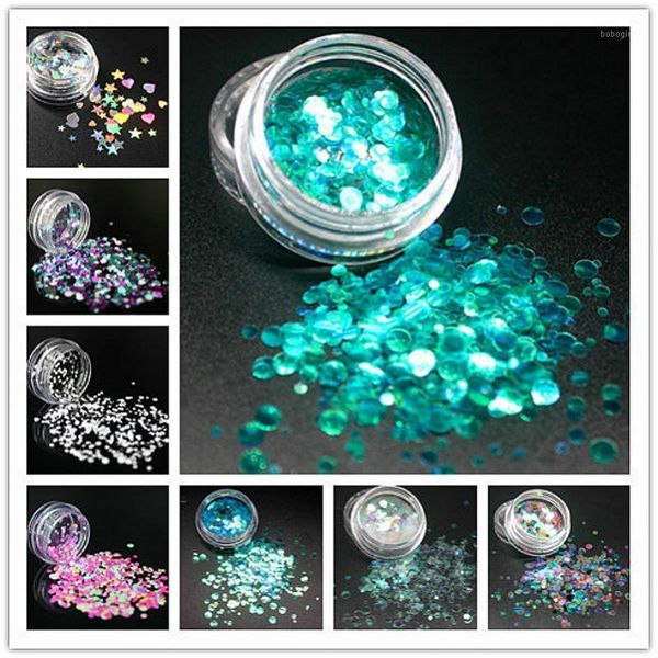 

(1pcs/sell) 1box nail flakes sequins powder magic mirror glitters gold silver colorful irregular pigment decoration1, Silver;gold
