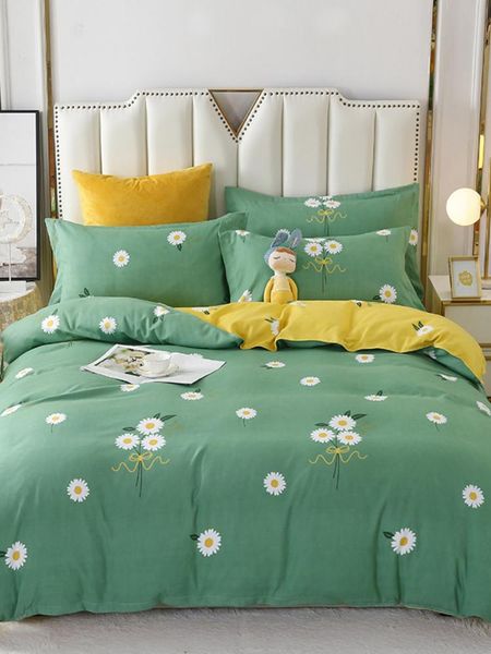 

bedding sets simple brushed four piece set of vegetable cashmere twill printed student sheet double