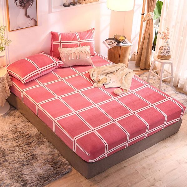 

fitted sheet bed linen plaid home with elastic bands mattress cover double twin queen full king bedspread 180x200 200x220 sheets & sets