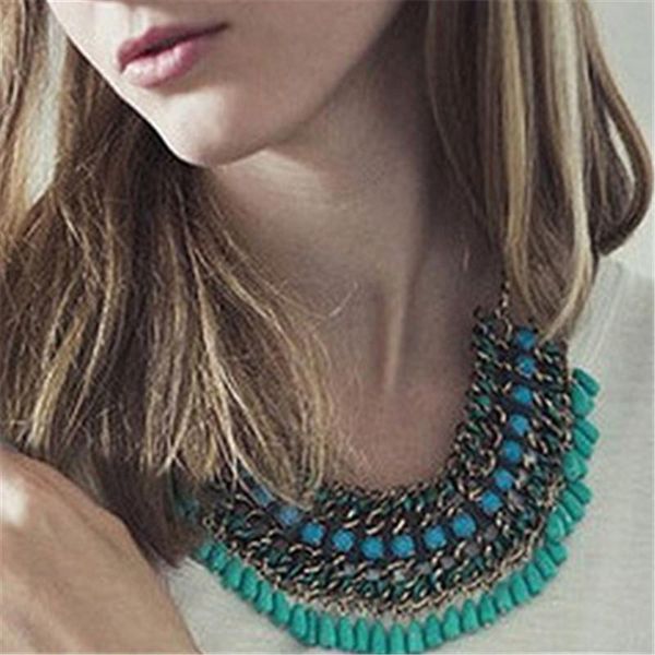 

chains trendy bohemian beads weave pendants necklaces for woman punk fashion jewelry crysatl handmade maxi choker 2021, Silver