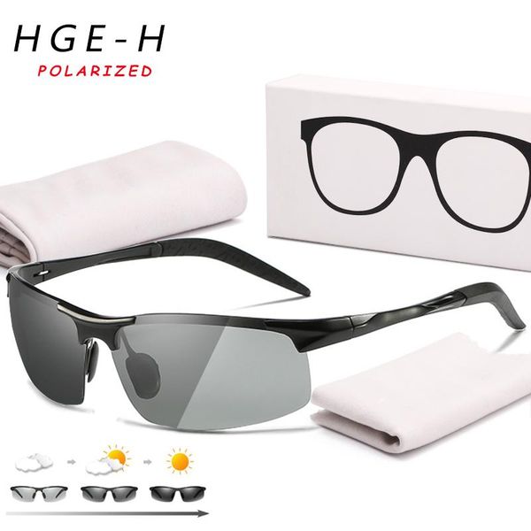 

sunglasses pochromic polarized men classic design aluminum magnesium alloy frame sun glasses driving goggles, White;black