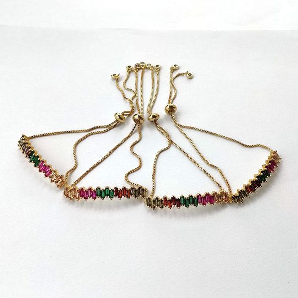 

link, chain 5pcs rainbow cubic zircon curved bar connector bracelets,colorful cz stone micro pave jewelry bracelet for women girl gift bg284, Black