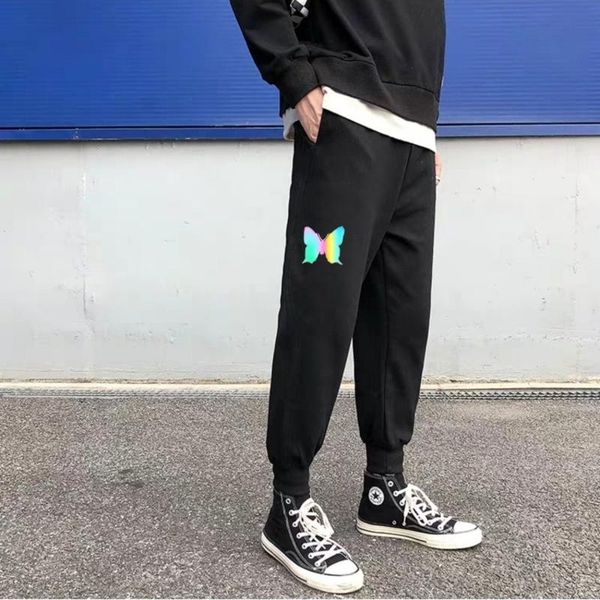 

men's pants sports summer korean version of the trend loose reflective butterfly beam foot guard casual wild harlan nine points, Black