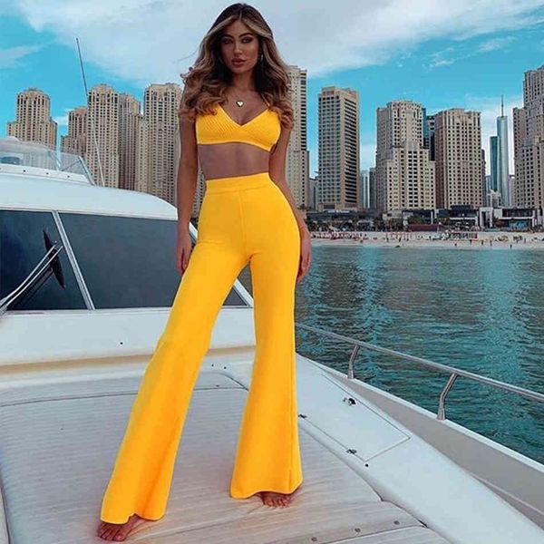 

adyce 2021 new summer women bandage vestidos &pant 2 two pieces set sleeveless v neck celebrity evening club party sets, Black;white