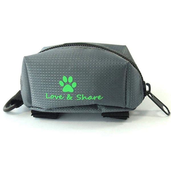 

dog car seat covers poop bag dispenser, holder leash attachment - walking, running or hiking accessory (grey)