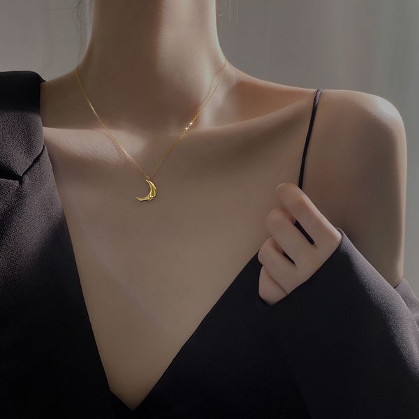 

the moon necklace light luxury niche new female collarbone chain necklace female summer necklace, Silver