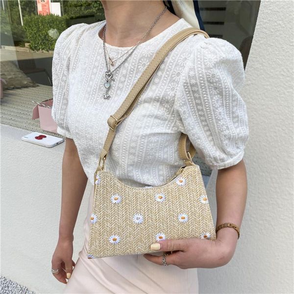 

evening bags vintage women woven flower messenger bag ladies summer vacation small handbags elegant plain mesh