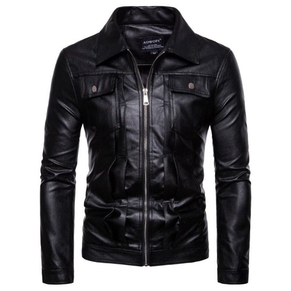 

men's fur & faux arrive brand motorcycle leather jacket jackets jaqueta de couro masculina mens coat drop, Black