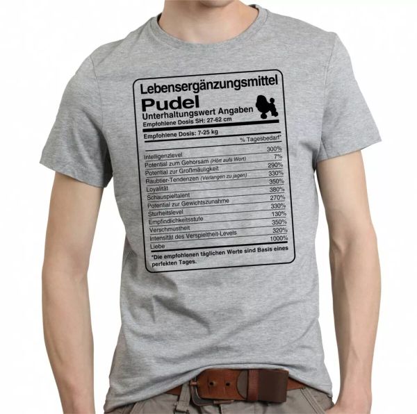 

t-shirt dose poodle life supplements men dog dog motif, White;black