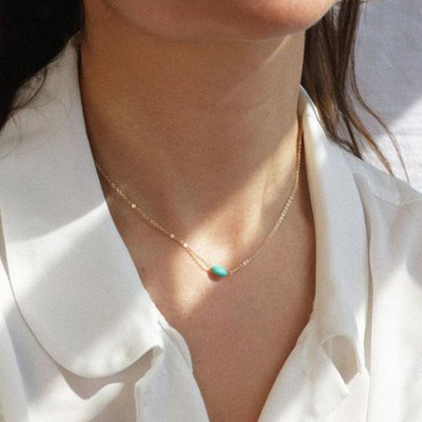 

turquoise choker necklace dainty simple delicate chokers, Golden;silver