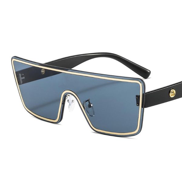 

vintage fashion cool one piece luxury men sunglasses women brand black large frame shades uv400 gradient sun glasses, White;black