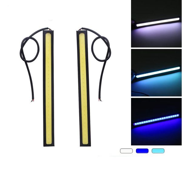 

car headlights 2pcs 17cm cob led driving running lights strip 12v bar aluminum stripes panel working