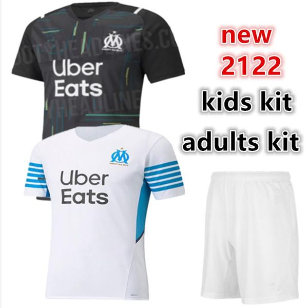 

men's t-shirts child shirt adults kit rongier benedetto kamara payet thauvin mandanda milik kids 2021 2122 marseillees, White;black