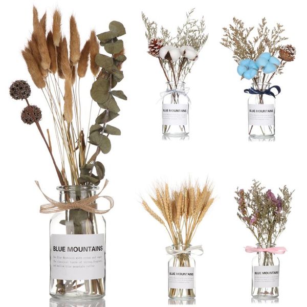 

1bunch natural dried bouquets plant stems material real flower decorative with bottle vase home decoration p props diy craft