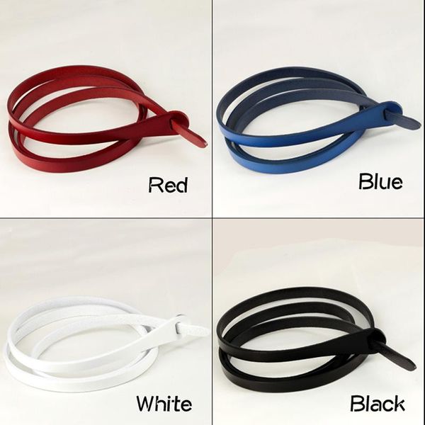 

belts 1pc allergy thin knot belt genuine leather for women female cowskin dress accessories, Black;brown