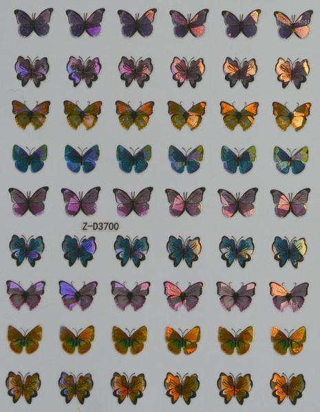 

laser nail butterfly sticker hipster decal decoration art accesoires1, Silver;gold