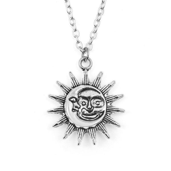 

pendant necklaces sun and moon necklace long charm celestial jewelry dainty love friendship punk soulmate gift fashion women men 2021, Silver