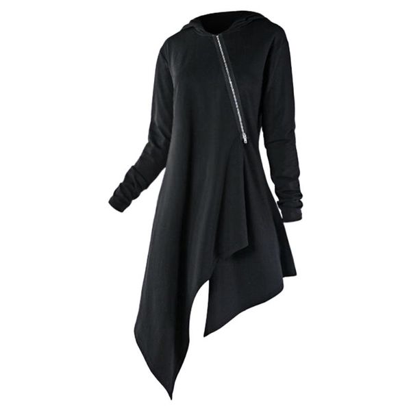 

women's hoodies & sweatshirts langstar autumn winter women sweatshirt casual solid warm loose long sleeve hooded pullover outwear coat, Black