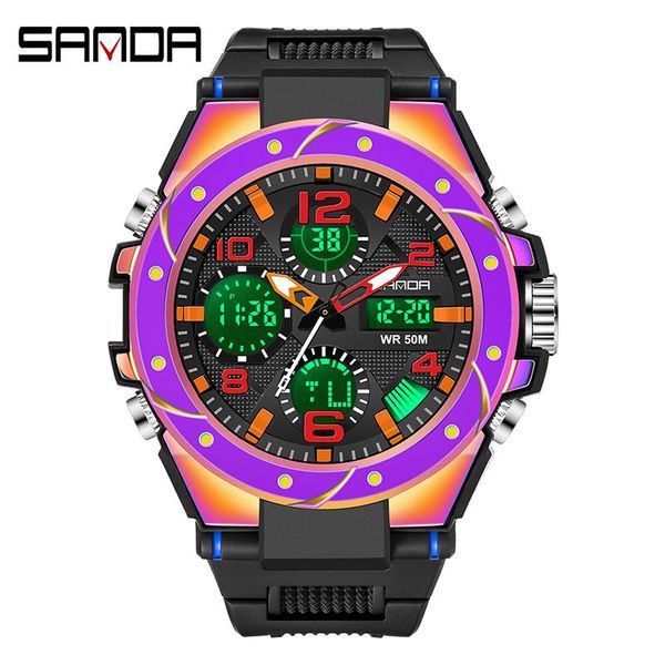 

wristwatches sanda men's military sports electronic watches waterproof man luxury clock led digital writwatch relogio masculino, Slivery;brown