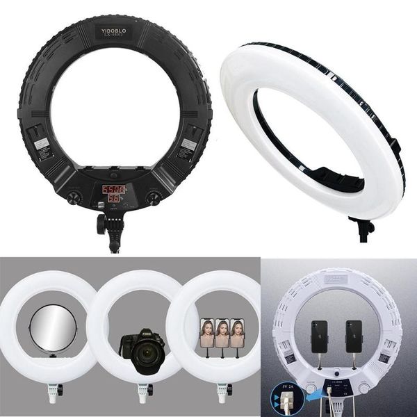 

selfie led ring lights lamp with tripod 18inch yidoblo lx-480d bi-color video studio light for live streaming vlog make up lamps flash heads