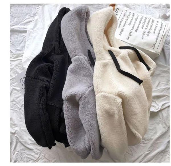 

women's hoodies & sweatshirts 2022autumn winter women men plush warm fluffy double pullover loose soft thick hoodie clothes, Black